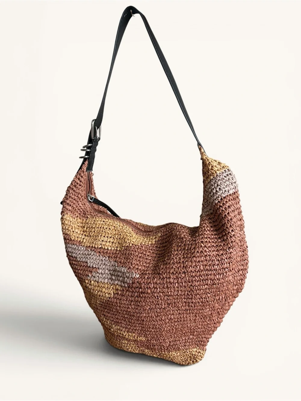 Free People Woven Hobo Bag in Brown, Tan, Cream